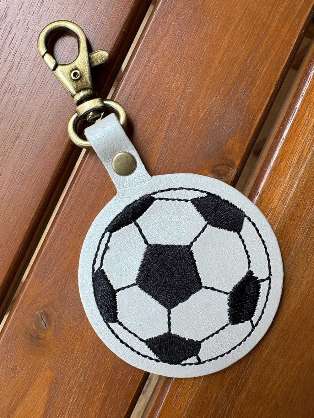 PLG Portland Leather Soccer Ball Keychain Bag Purse Charm Flair Black & White - Picture 2 of 3
